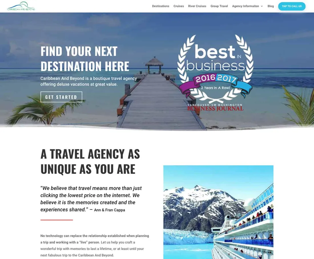 Caribbean and Beyond website after the redesign