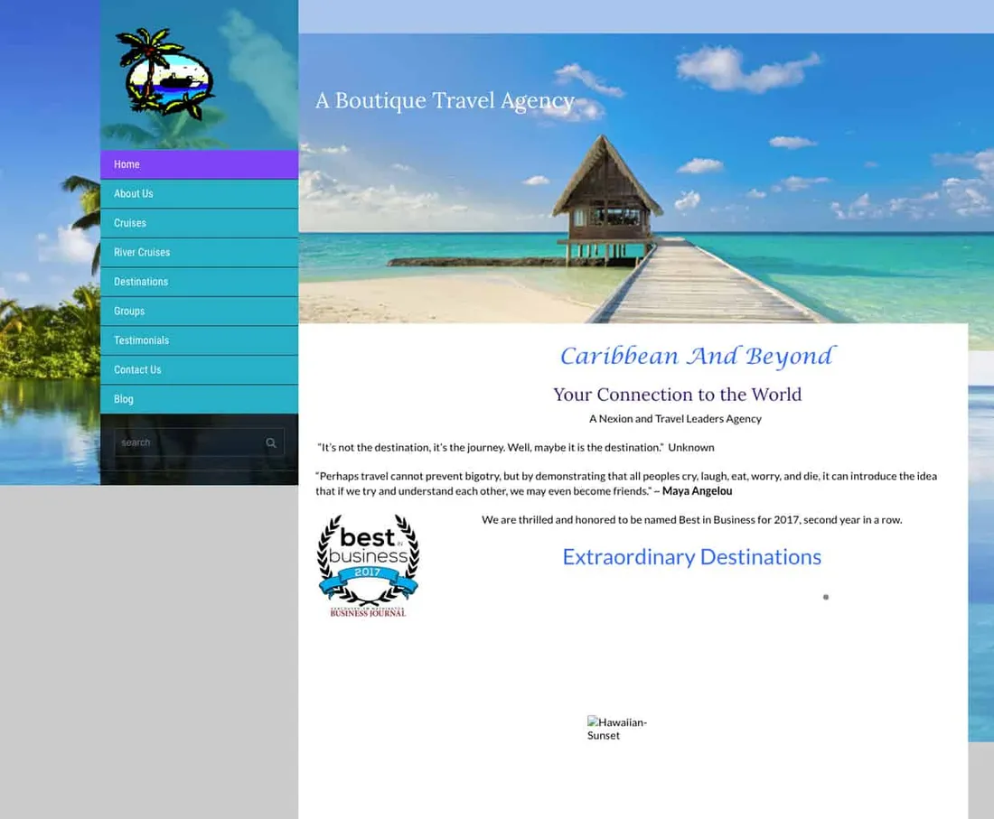 Caribbean and Beyond website before the redesign