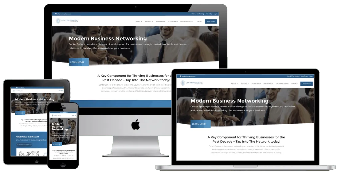 Center Sphere website after the redesign