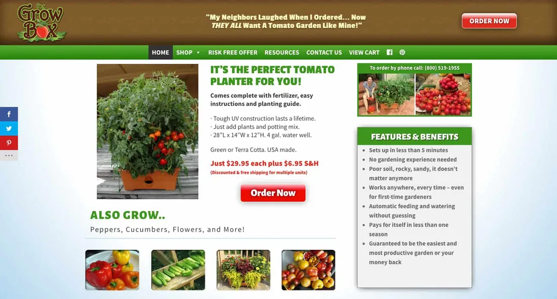Garden Patch Growbox website after the redesign