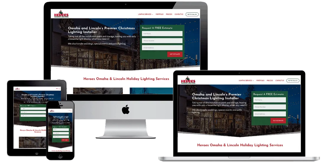 Heroes Holiday Lighting website after the redesign
